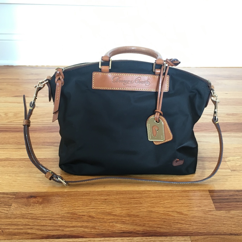 Dooney & Bourke Black Nylon Convertible Satchel Bag